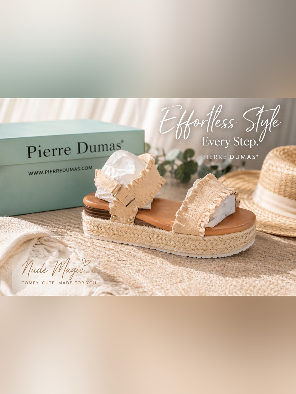 Pierre Dumas Platform Espadrille Sandals – Nude | Size 9 | NIB